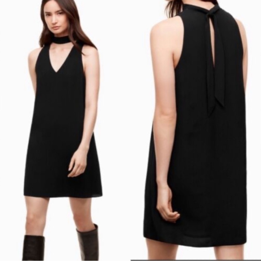 Aritzia Wilfred Ethere Choker Dress in Black Sz Large